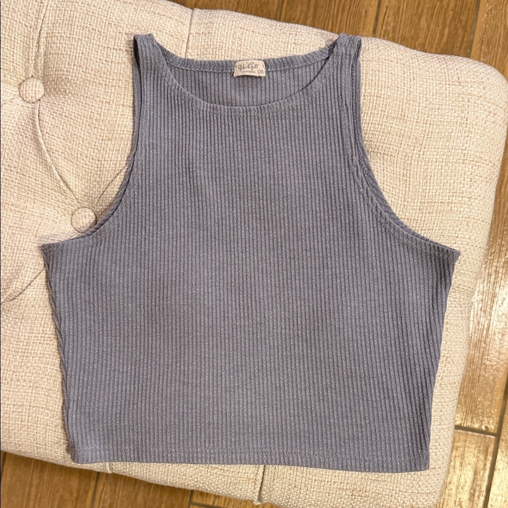 PacSun John Gaft Gray Ribbed Crop Top